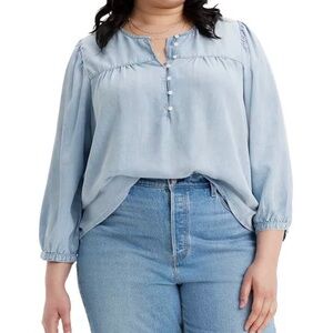 Plus Size Halsey 3/4-Sleeve Button-Front Blouse